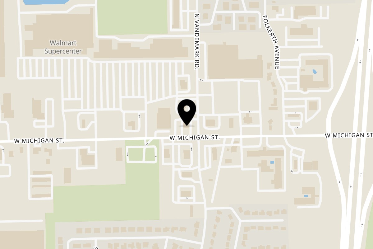 Map showing the location of Cazadores Mexican Restaurant on 2200 W Michigan St in Sidney